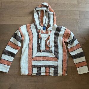 Vtg Yarina Baja Striped Hooded Sweater sz S